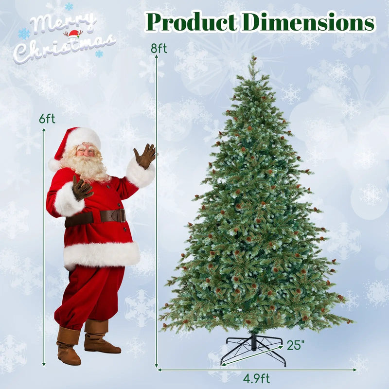 6/7/8 Feet Christmas Tree with Warm White LED Lights and Pine Cones by DirectDeals