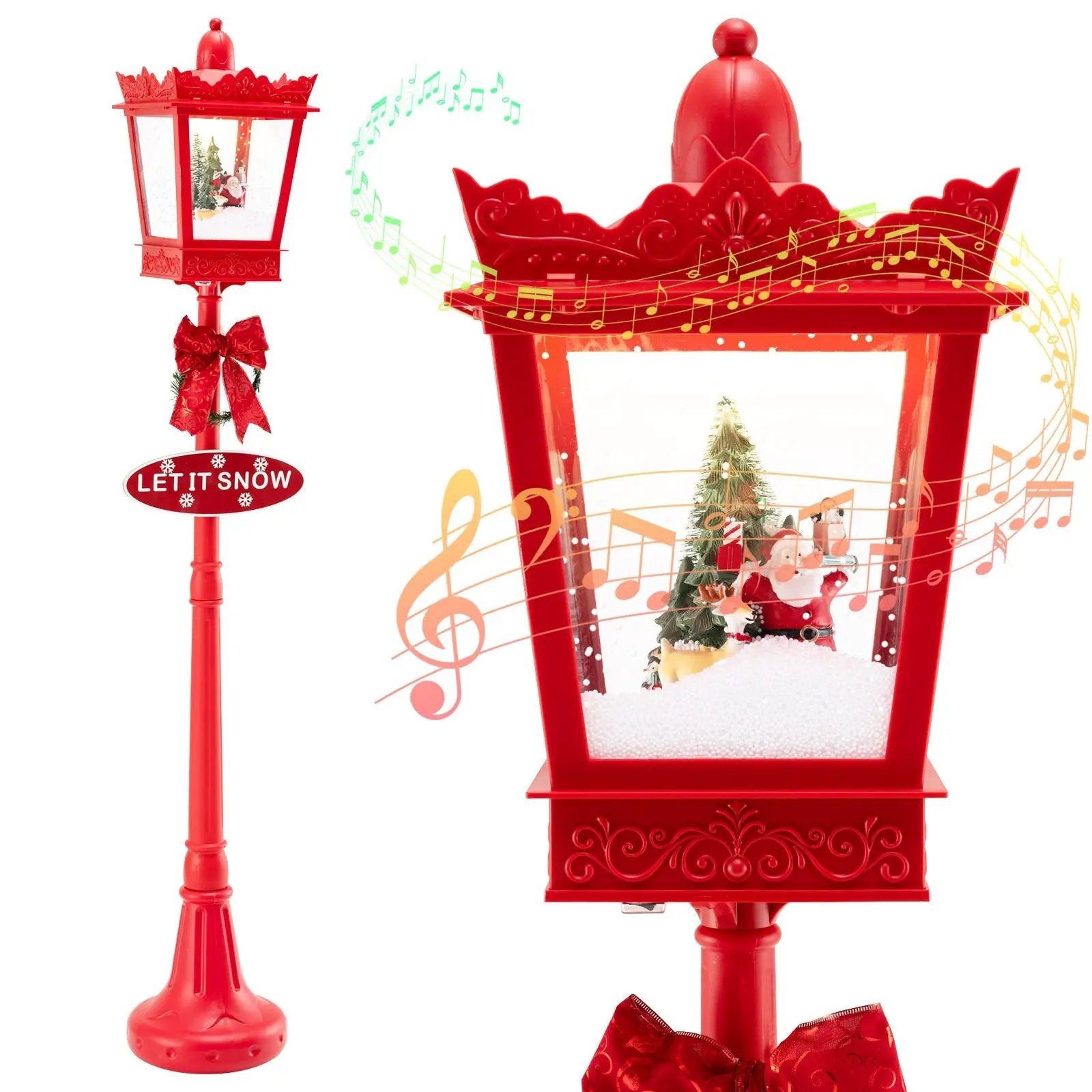 8 ft Musical Christmas Streetlight with Warm White LED Lights and Snowy Effects by DirectDeals