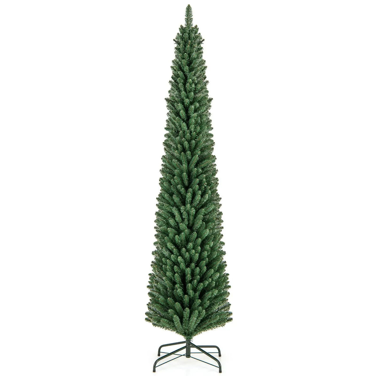 5/6/7/8 Feet Pencil Christmas Tree with 295/392/523/671 Memory Wire Branch Tips and Upgraded Metal Stand by DirectDeals