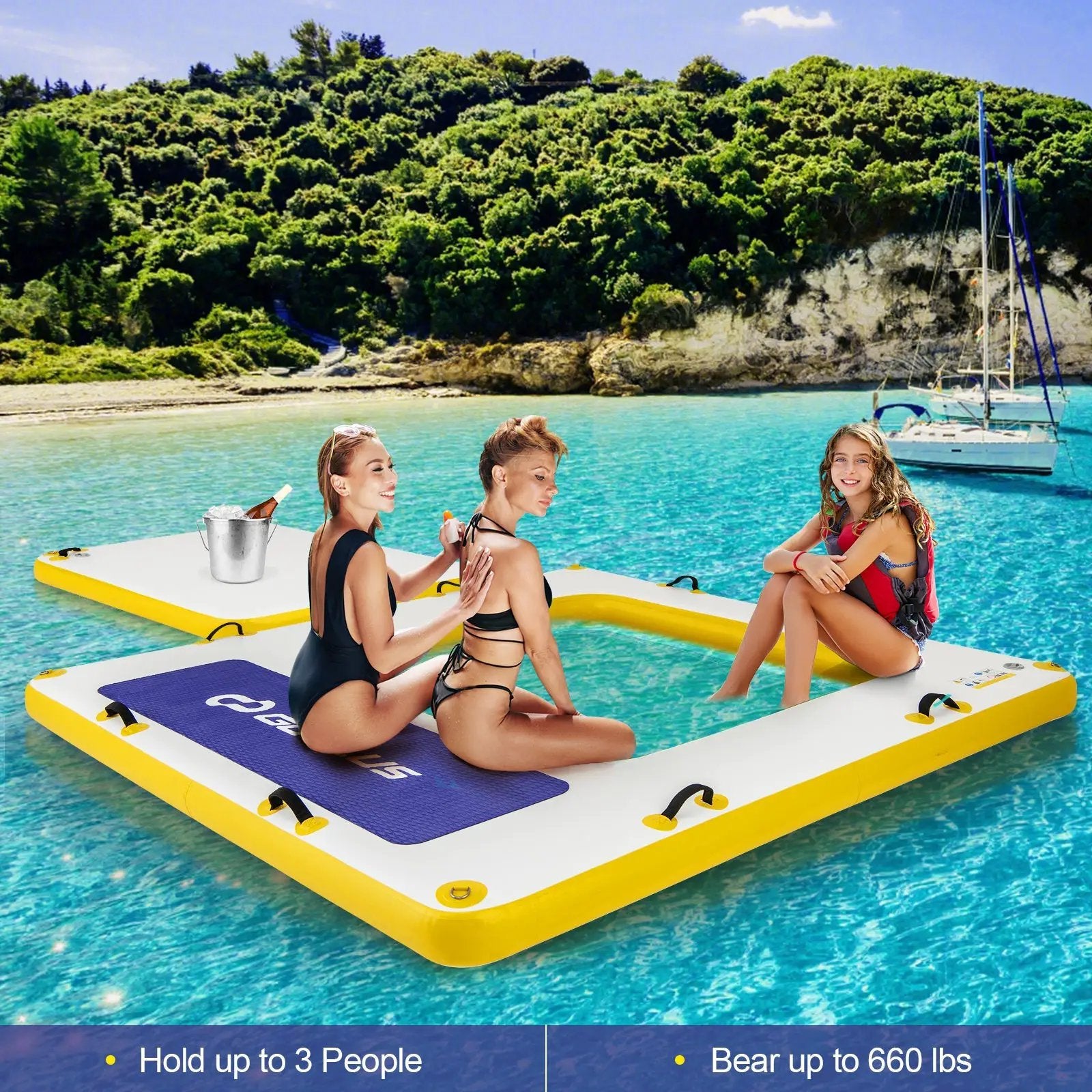 8 ft x 8 ft Inflatable Dock Platform with Mesh Swim Lounge by DirectDeals