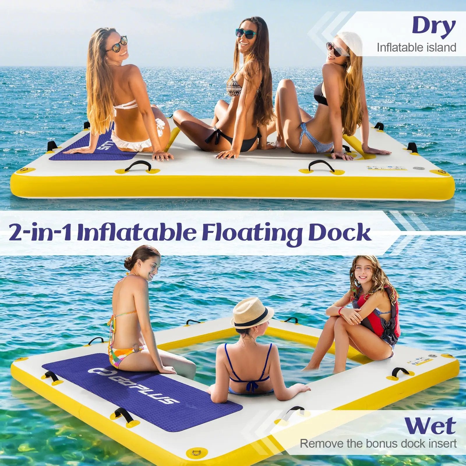 8 ft x 8 ft Inflatable Dock Platform with Mesh Swim Lounge by DirectDeals