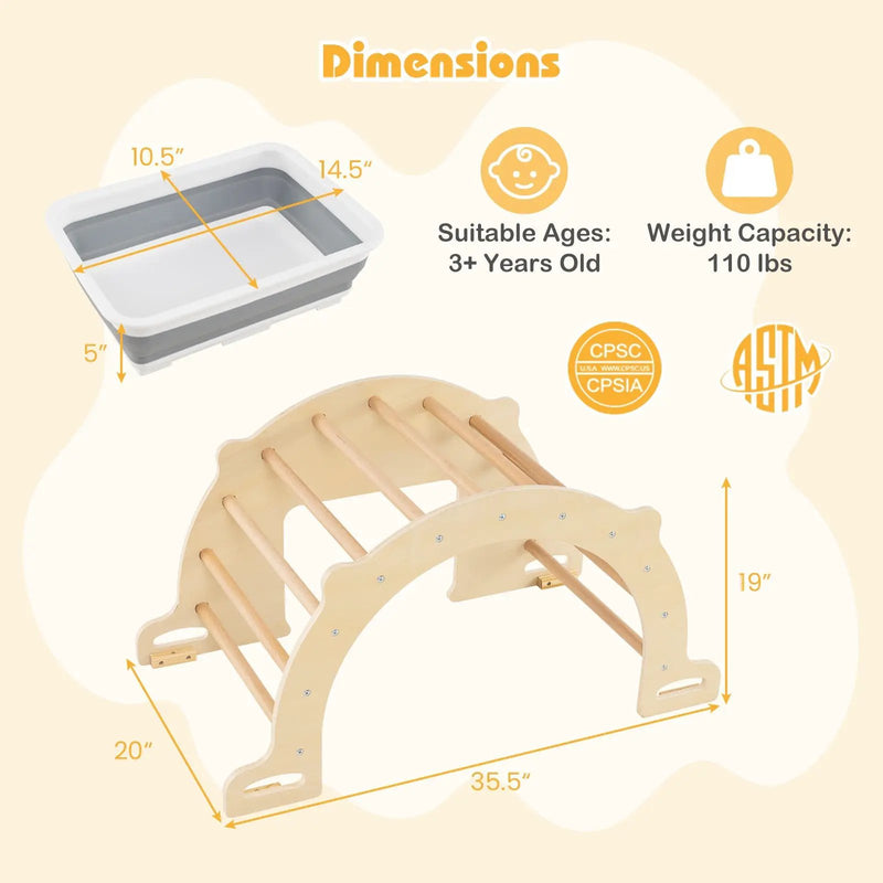 8 in 1 Climbing Arch Sensory Table for Kids with Collapsible Storage Bin for 3+ Years Old-Natural by DirectDeals