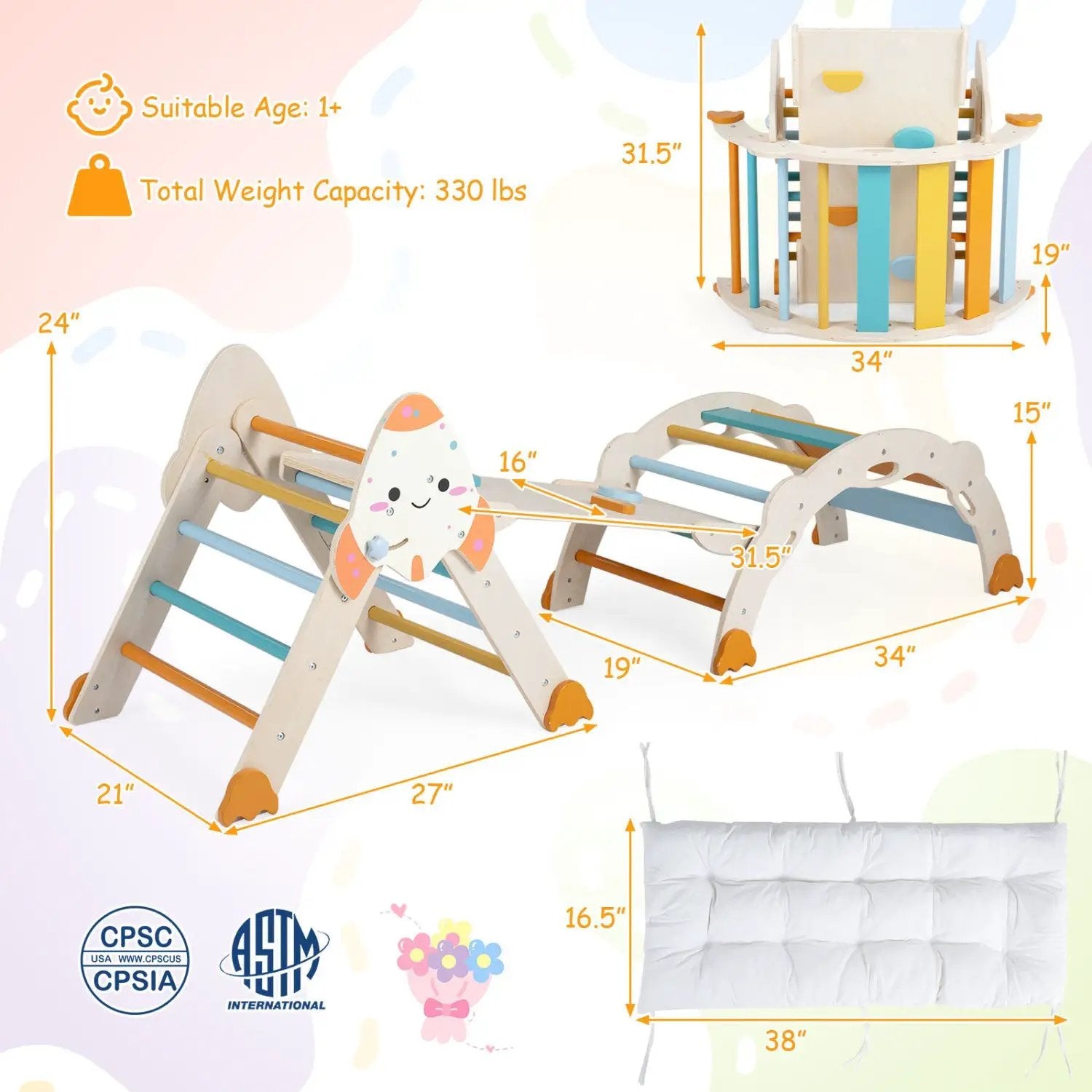 8-in-1 Foldable Climbing Set for Toddlers with Rocket Theme by DirectDeals