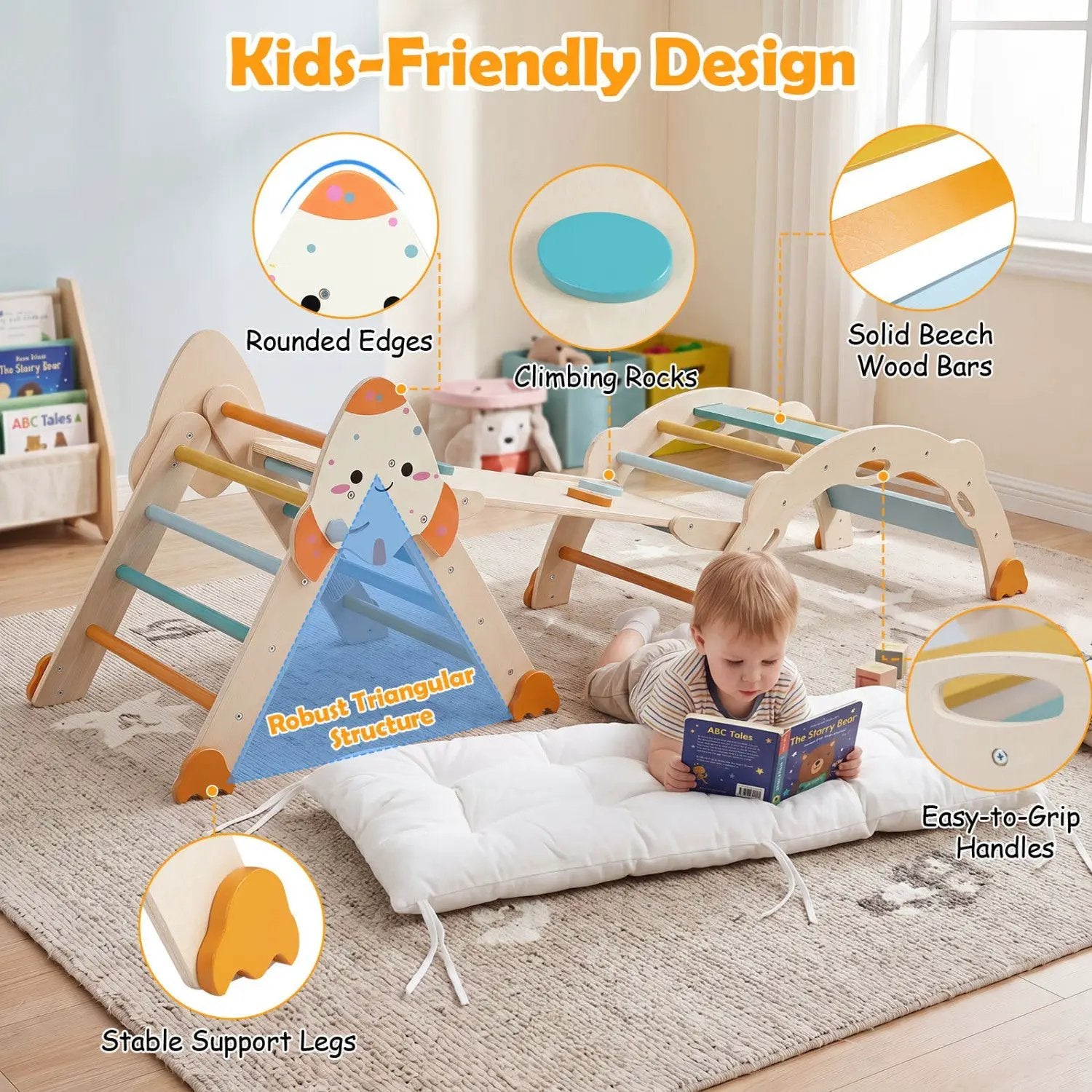 8-in-1 Foldable Climbing Set for Toddlers with Rocket Theme by DirectDeals