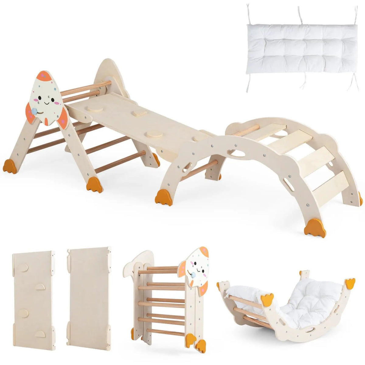 8-in-1 Foldable Climbing Set for Toddlers with Rocket Theme by DirectDeals
