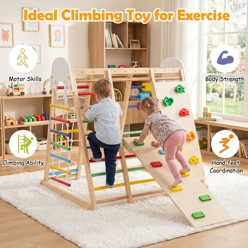 8-in-1 Foldable Indoor Jungle Gym with Swing and Monkey Bars by DirectDeals