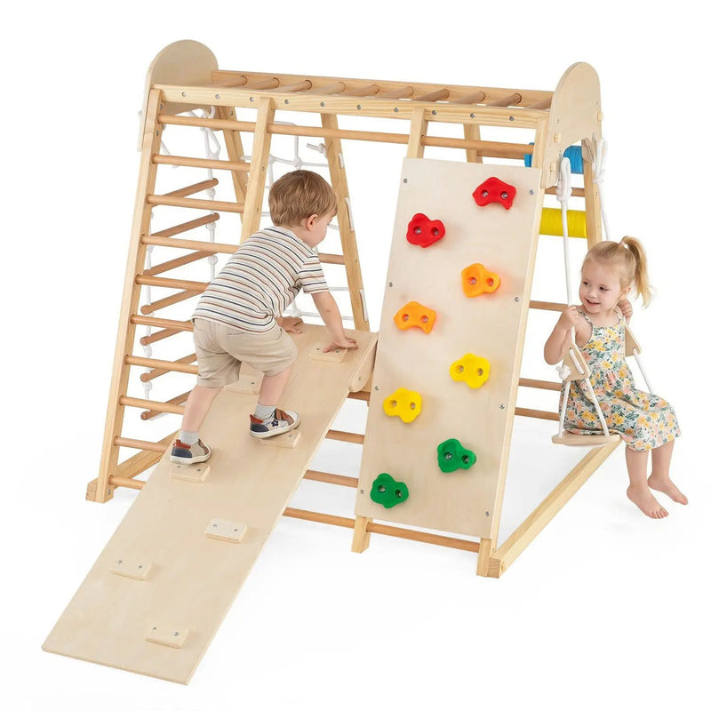 8-in-1 Foldable Indoor Jungle Gym with Swing and Monkey Bars by DirectDeals