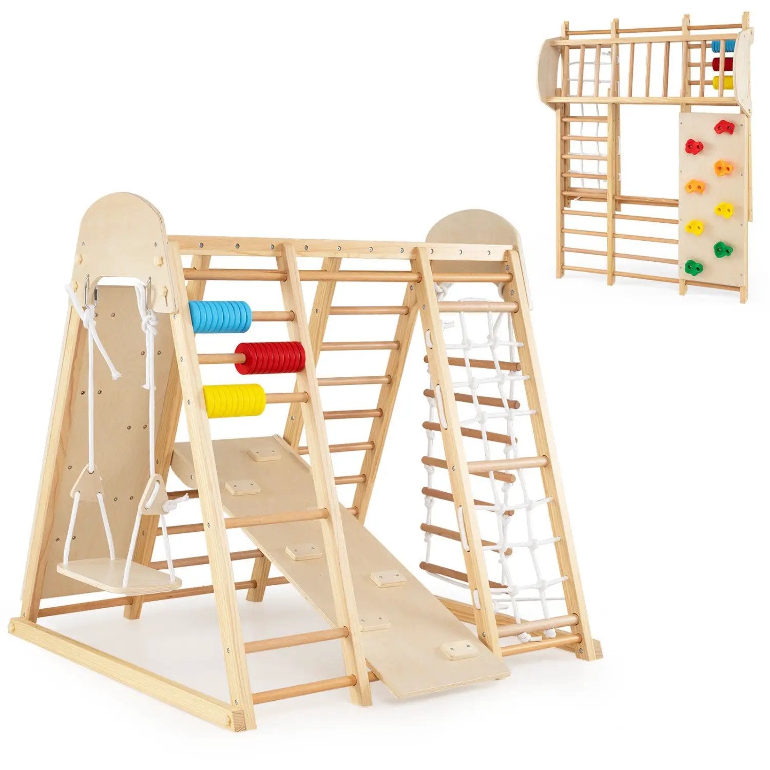 8-in-1 Foldable Indoor Jungle Gym with Swing and Monkey Bars by DirectDeals