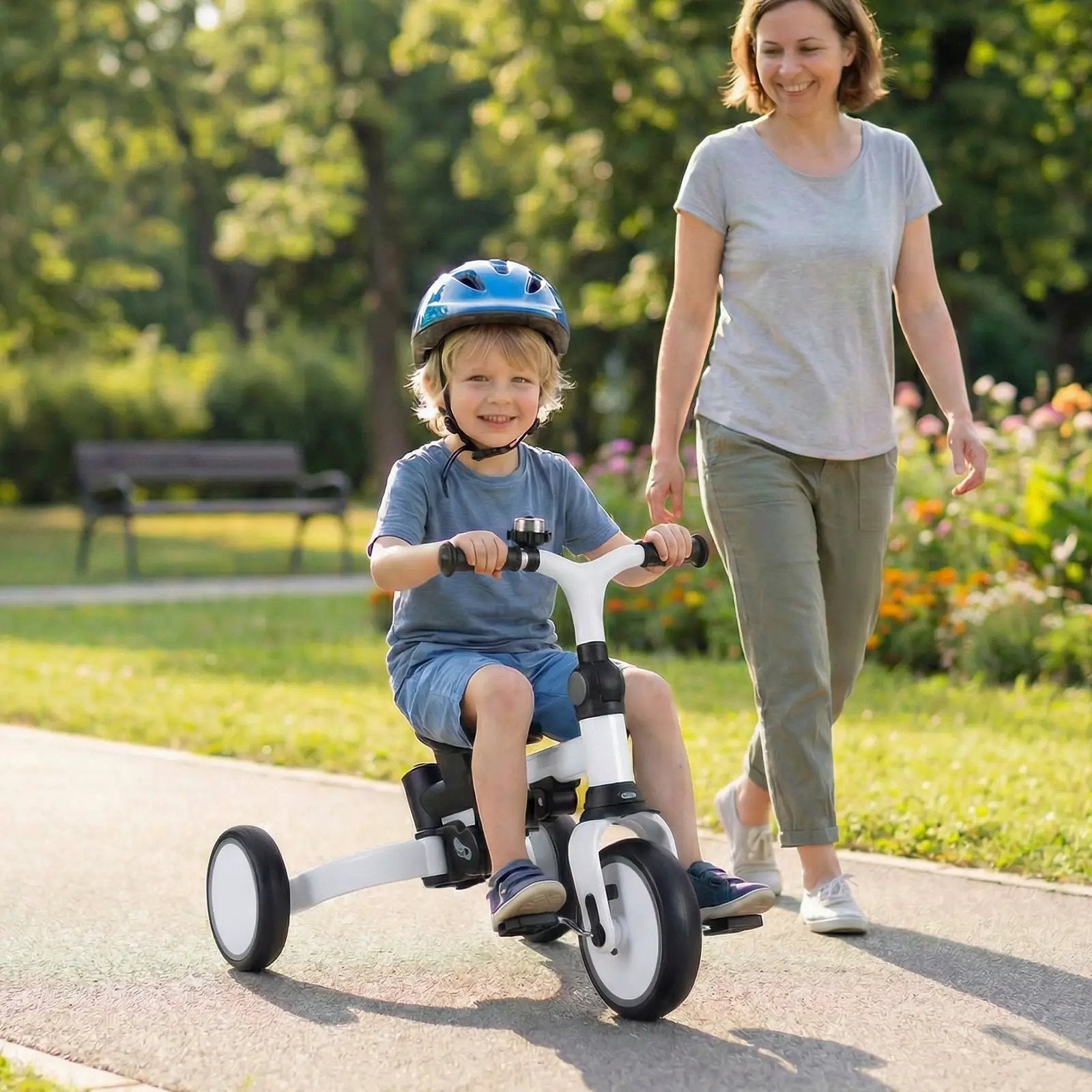 8-in-1 Folding Kids Tricycle with Removable Canopy and Push Handle by DirectDeals