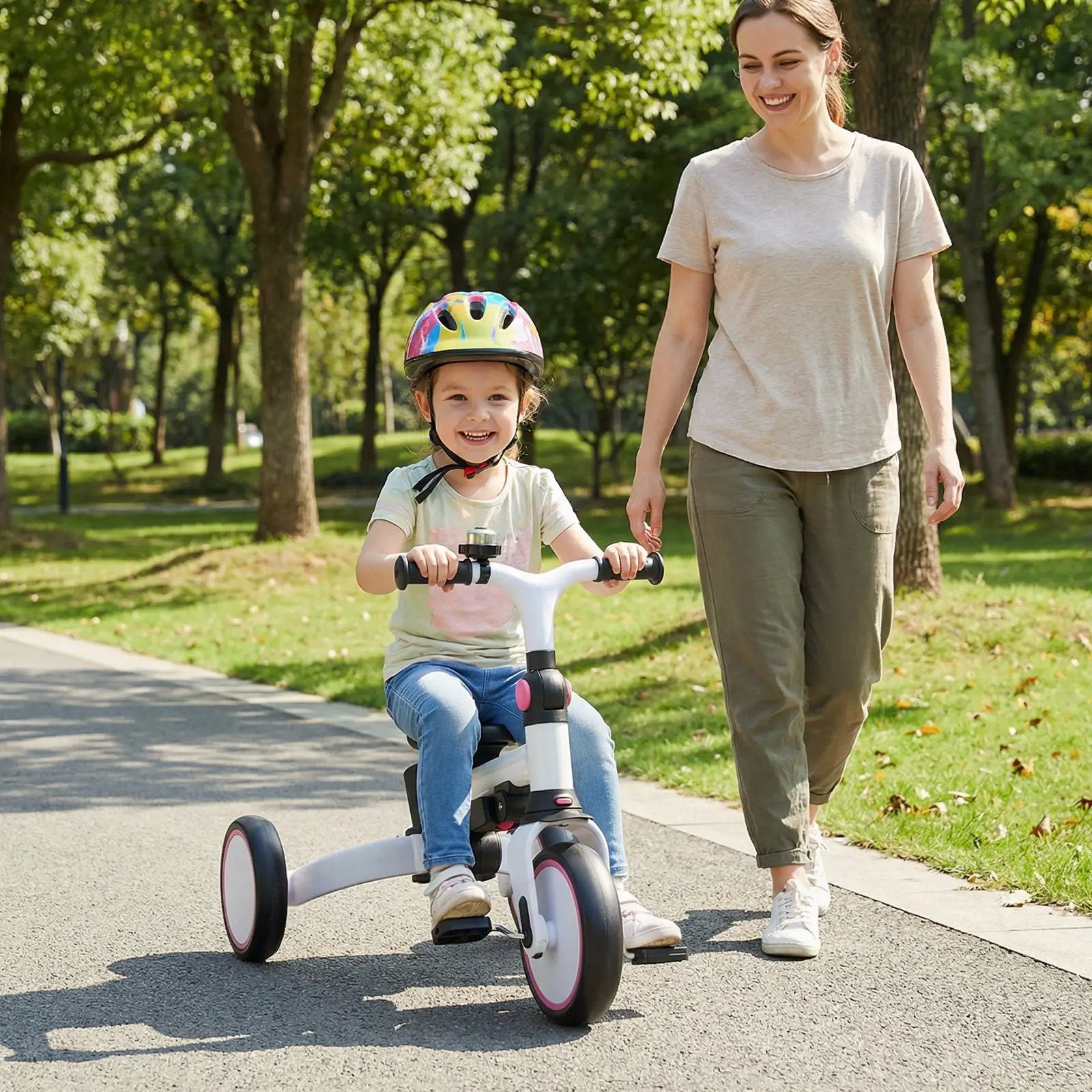 8-in-1 Folding Kids Tricycle with Removable Canopy and Push Handle by DirectDeals