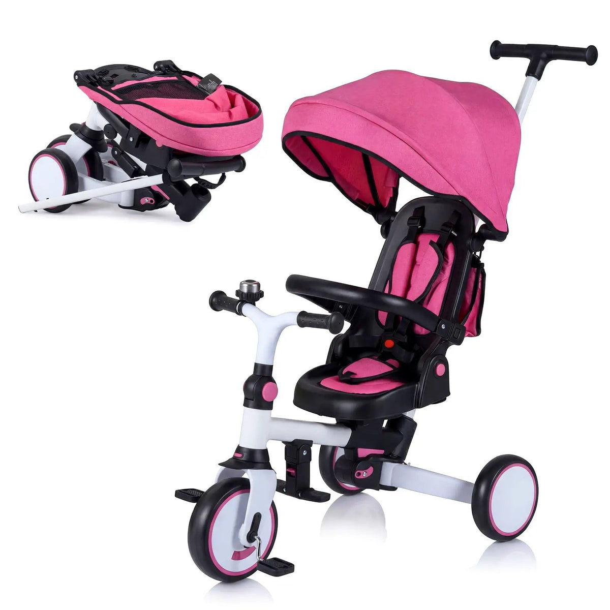 8-in-1 Folding Kids Tricycle with Removable Canopy and Push Handle by DirectDeals