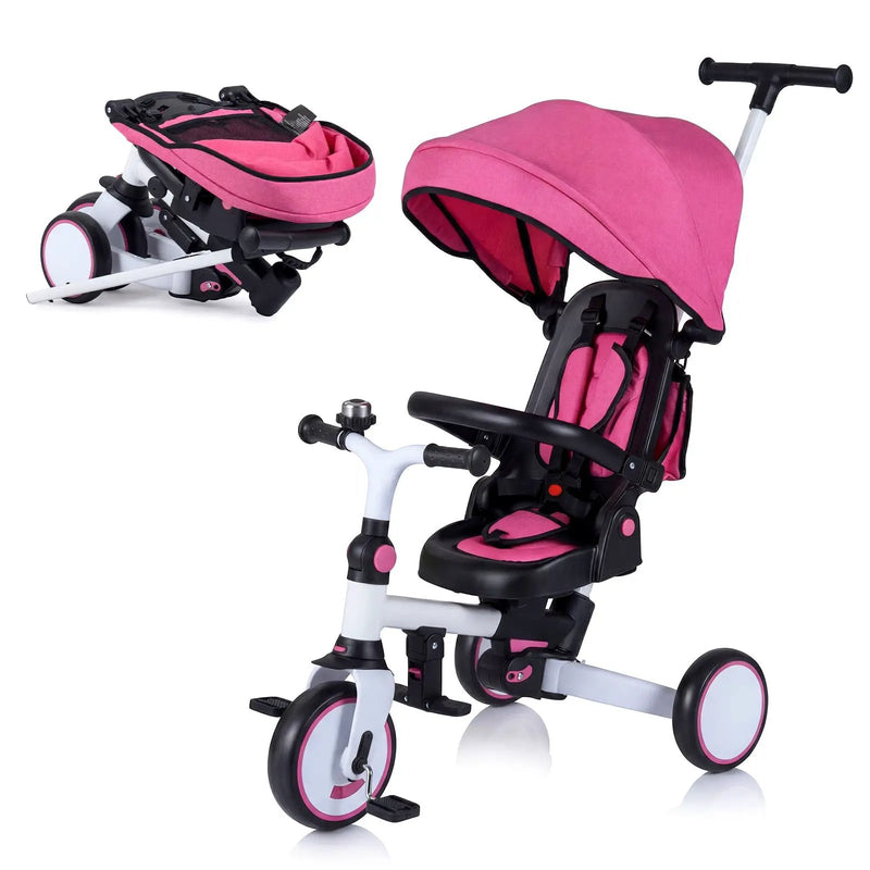 8-in-1 Folding Kids Tricycle with Removable Canopy and Push Handle by DirectDeals