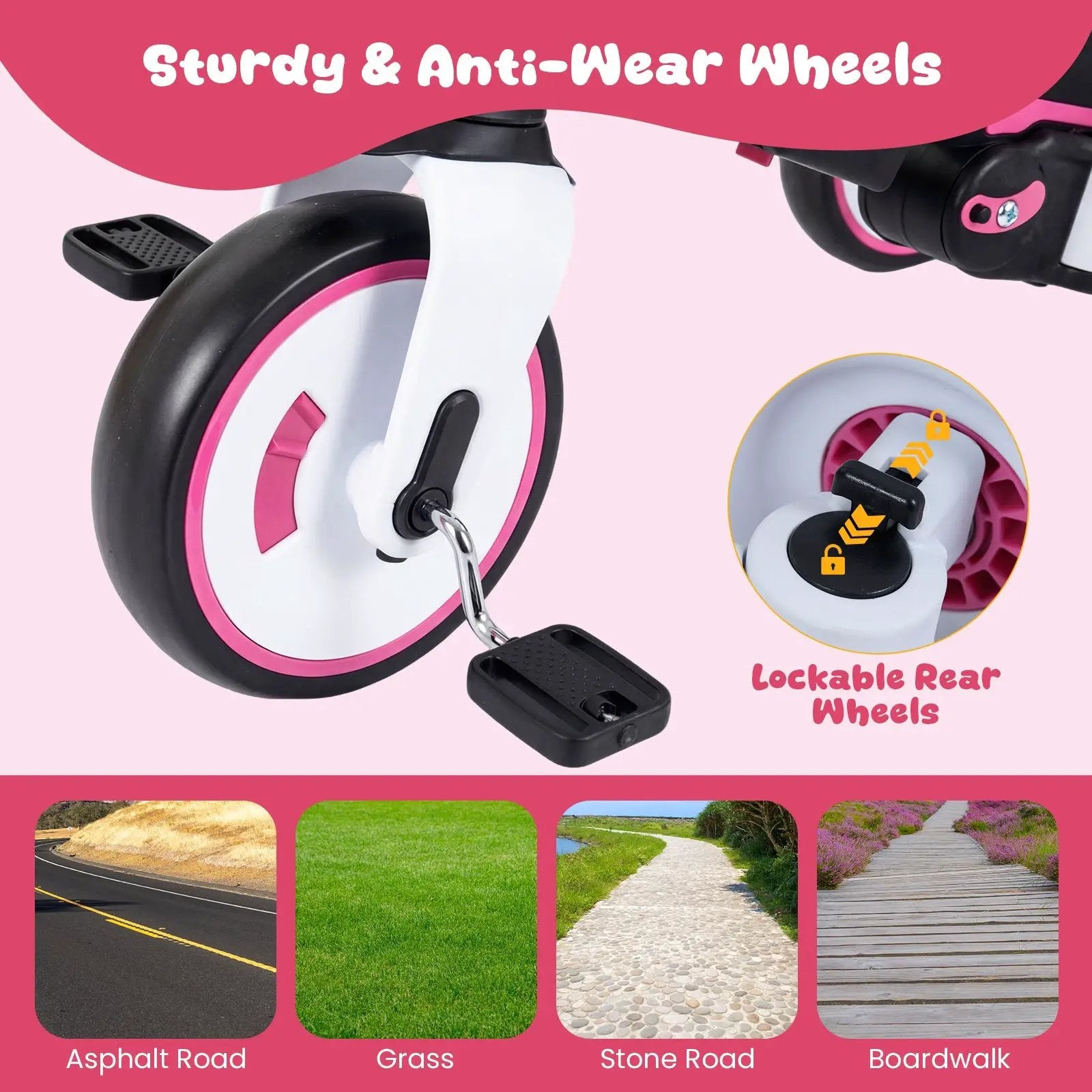 8-in-1 Folding Kids Tricycle with Removable Canopy and Push Handle by DirectDeals