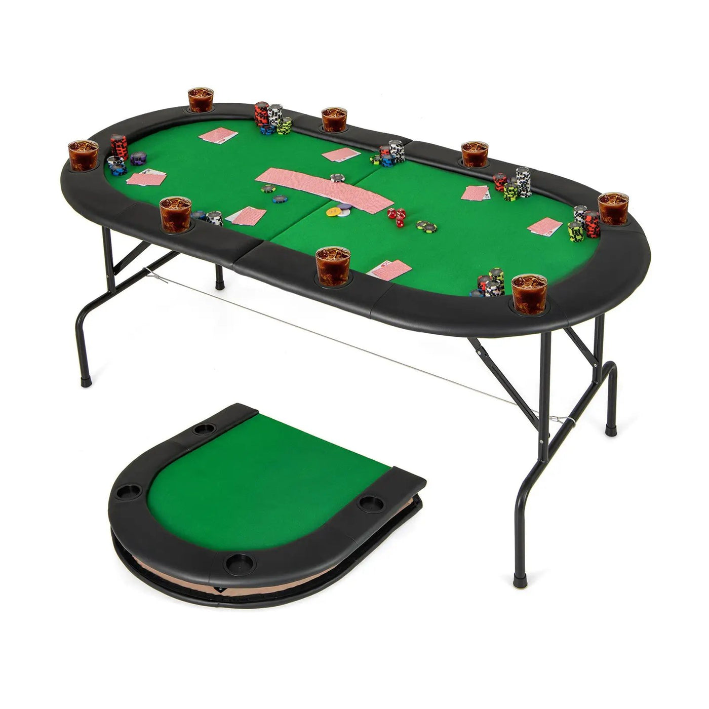 8 Players Texas Holdem Foldable Poker Table by DirectDeals