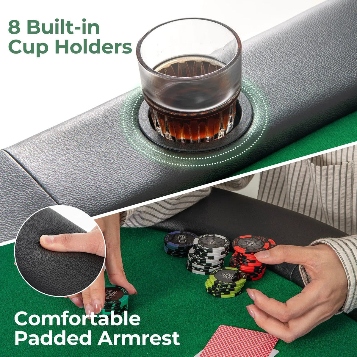 8 Players Texas Holdem Foldable Poker Table by DirectDeals