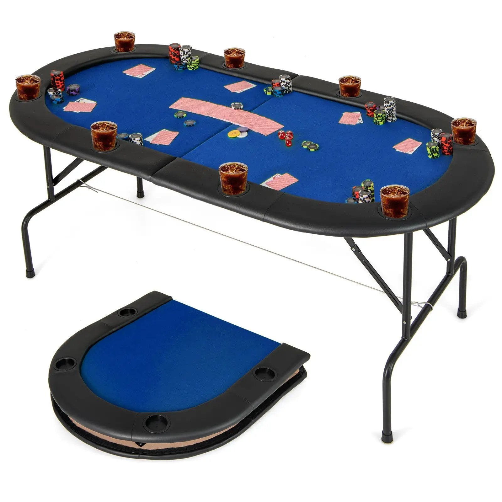 8 Players Texas Holdem Foldable Poker Table by DirectDeals