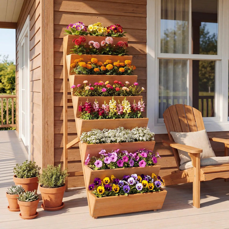 8-tier Vertical Raised Garden Bed Wood Elevated Planter Box with Legs by DirectDeals