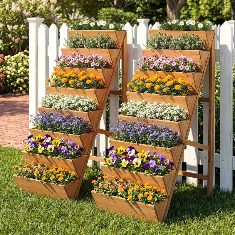 8-tier Vertical Raised Garden Bed Wood Elevated Planter Box with Legs by DirectDeals