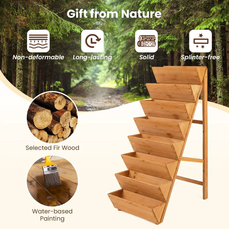 8-tier Vertical Raised Garden Bed Wood Elevated Planter Box with Legs by DirectDeals