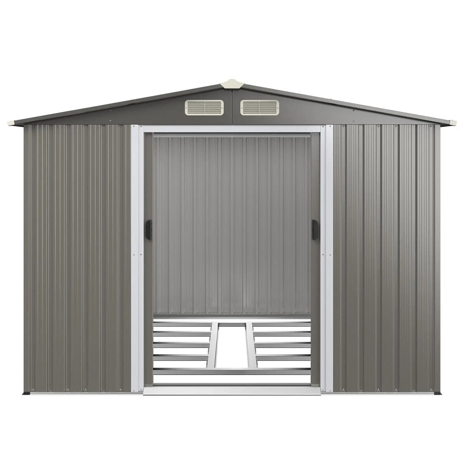 8 x 6 Feet Galvanized Steel Storage Shed for Garden Yard-Gray by DirectDeals
