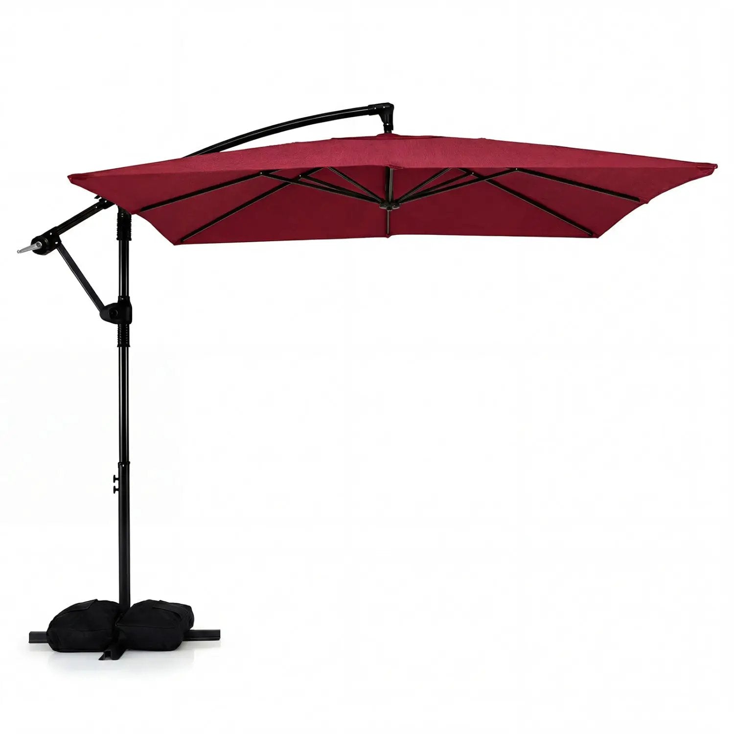 8 x 8 FT Offset Cantilever Patio Umbrella Square Hanging Outdoor Market Umbrella with 360¬∞ Rotation by DirectDeals