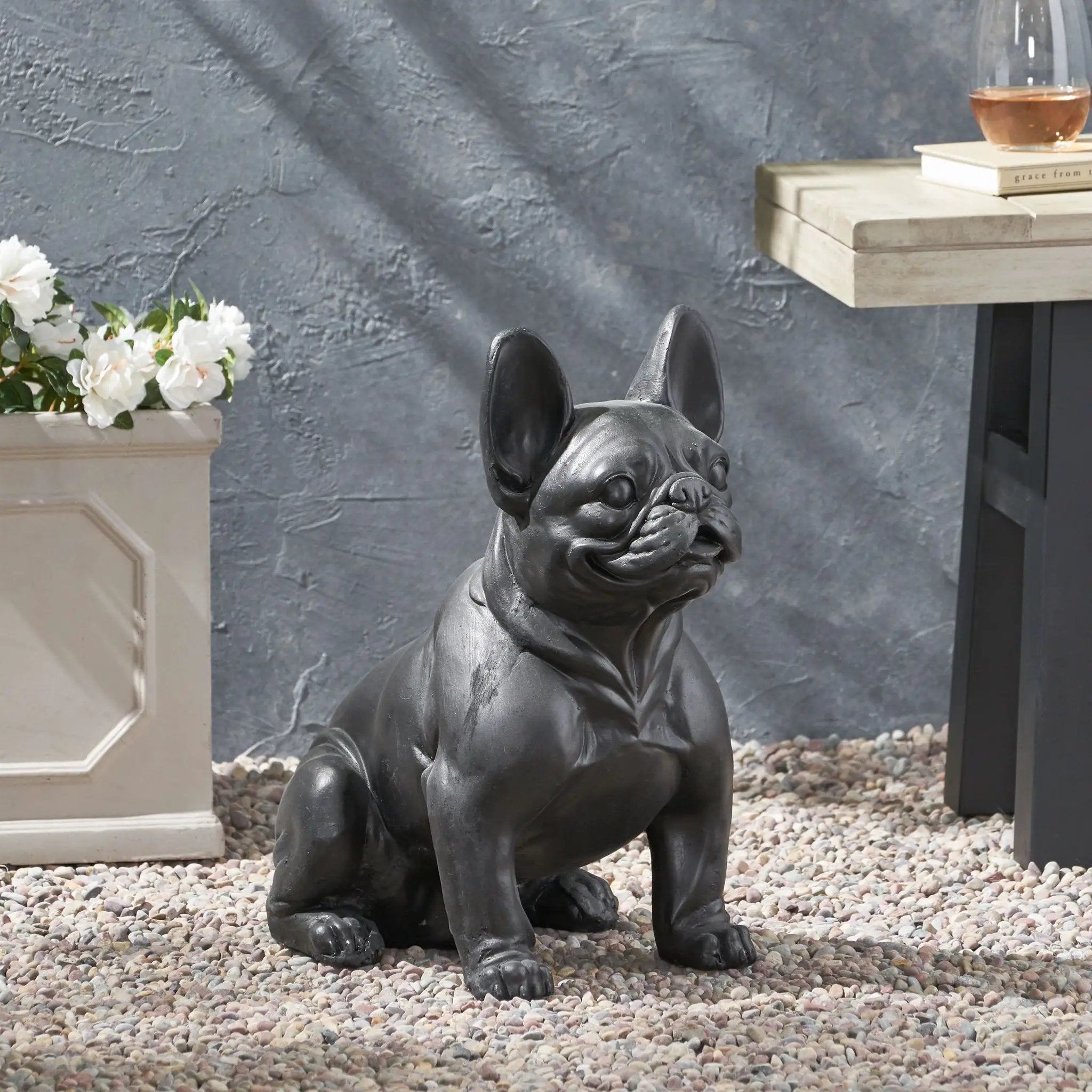 Outdoor French Bulldog Garden Sculpture by HouseOfZazla