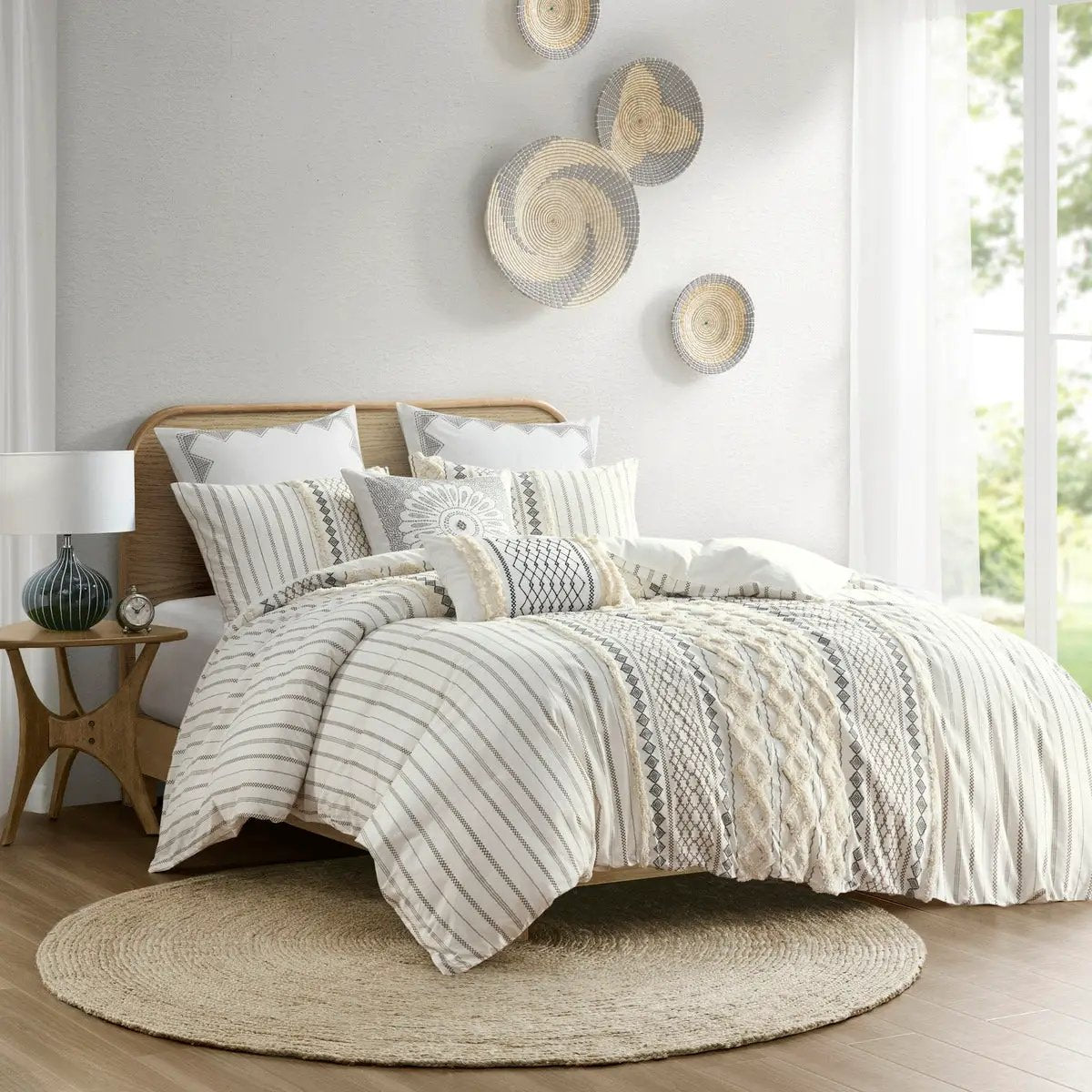 Full/Queen Cotton Printed Duvet Cover Set with Chenille by HouseOfZazla
