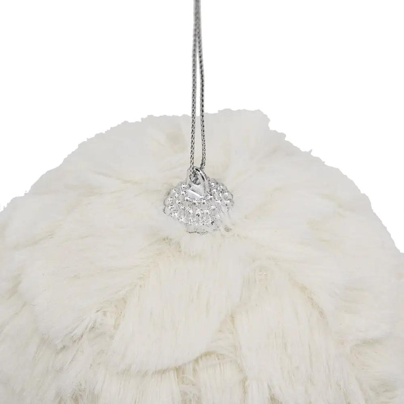 4" Cream Shabby Chic Ruffled Ornament Ball by HouseOfZazla