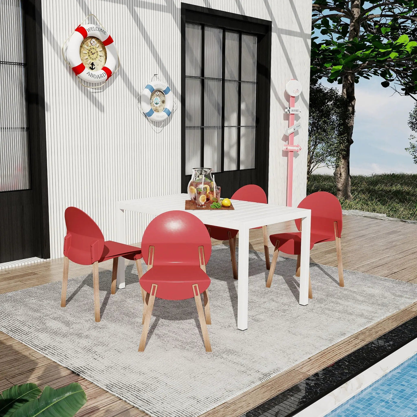 4 Piece Set Of Single Chairs With Long Table by HouseOfZazla