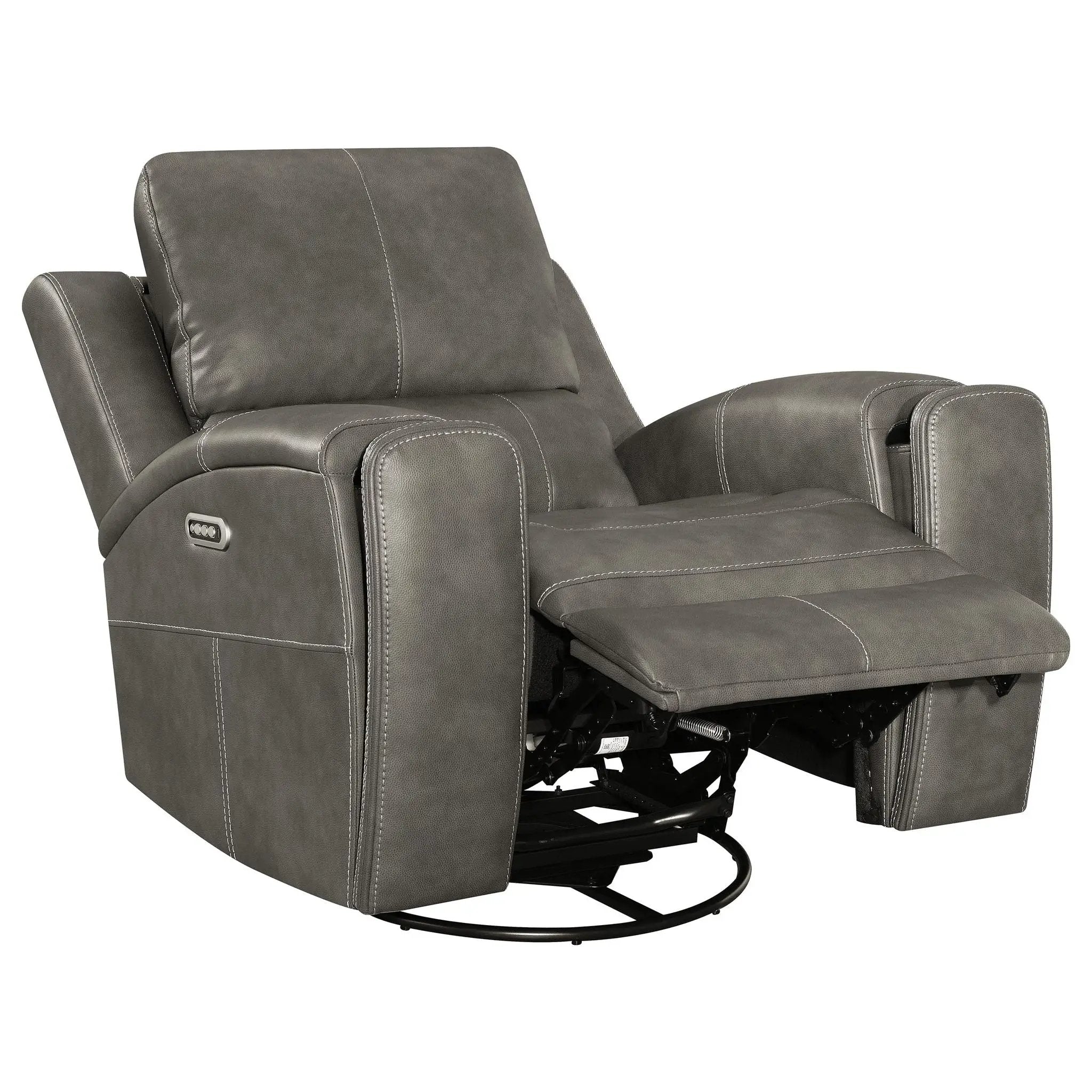 Brickston Triple Power Swivel Glider Recliner Charcoal by Unique Piece Furniture