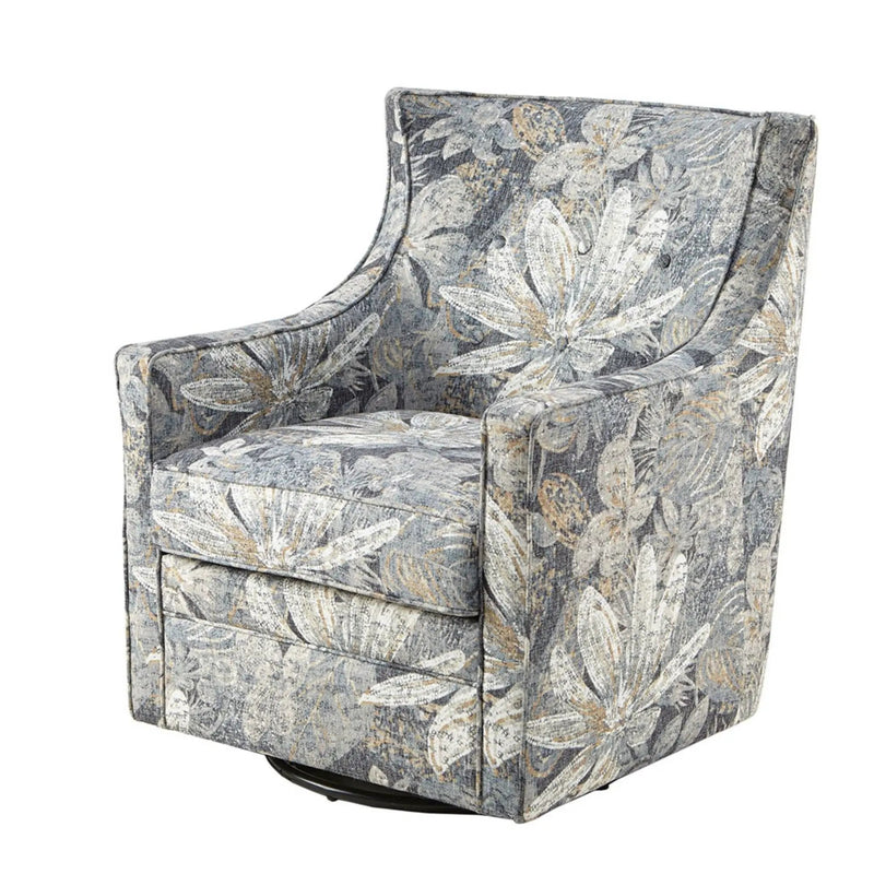 Swivel Glider Chair With Upholstery And Metal Base - Multicolor by HouseOfZazla