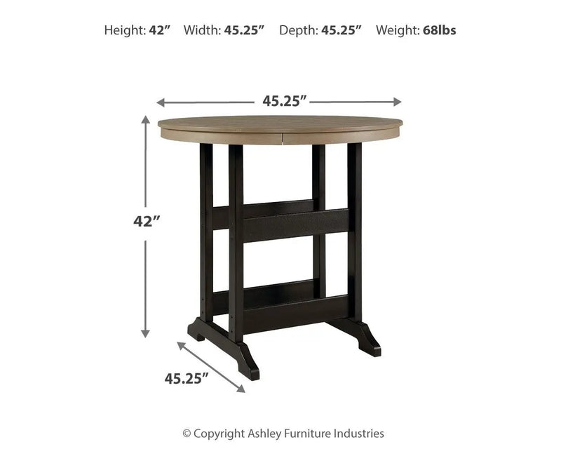 Fairen Trail - Round Bar Table w/Umb OPT - Black / Driftwood by Unique Piece Furniture