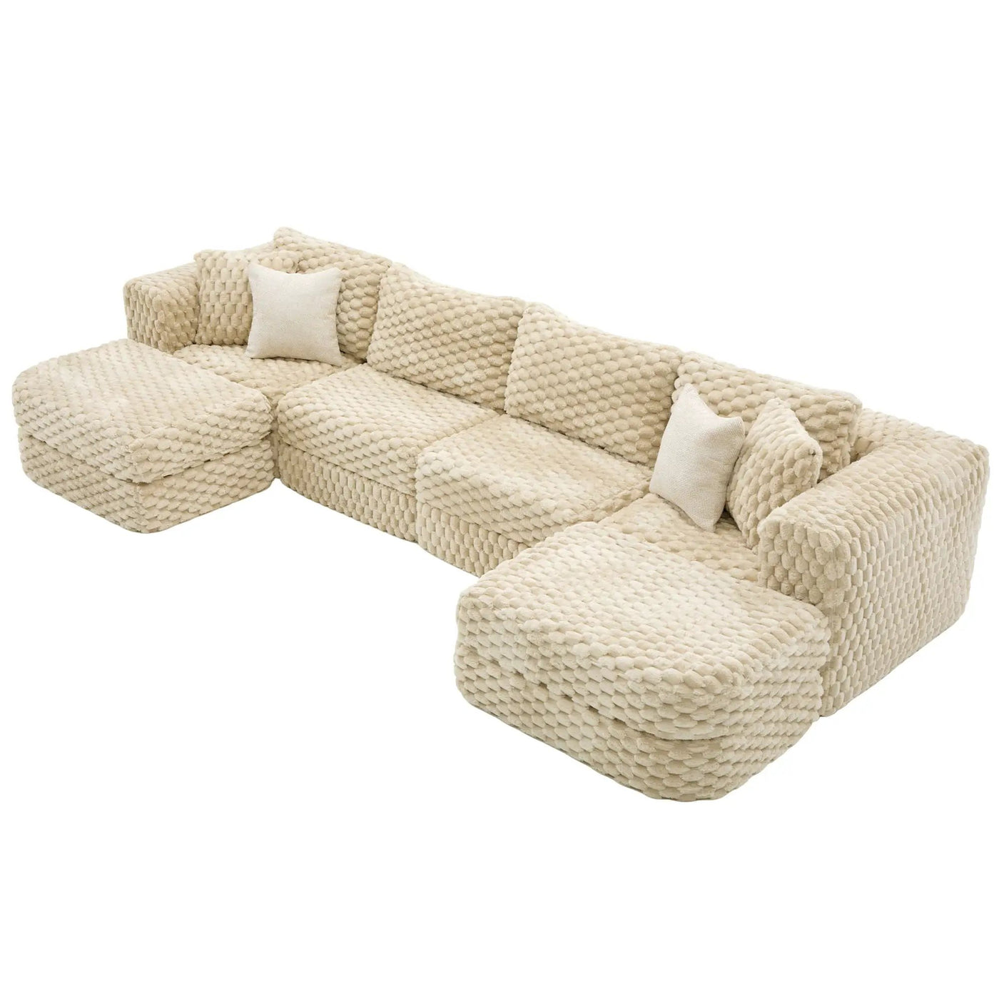 Modular Sectional Sofa, Boneless Couch With 2 Movable Ottomans by Unique Piece Furniture