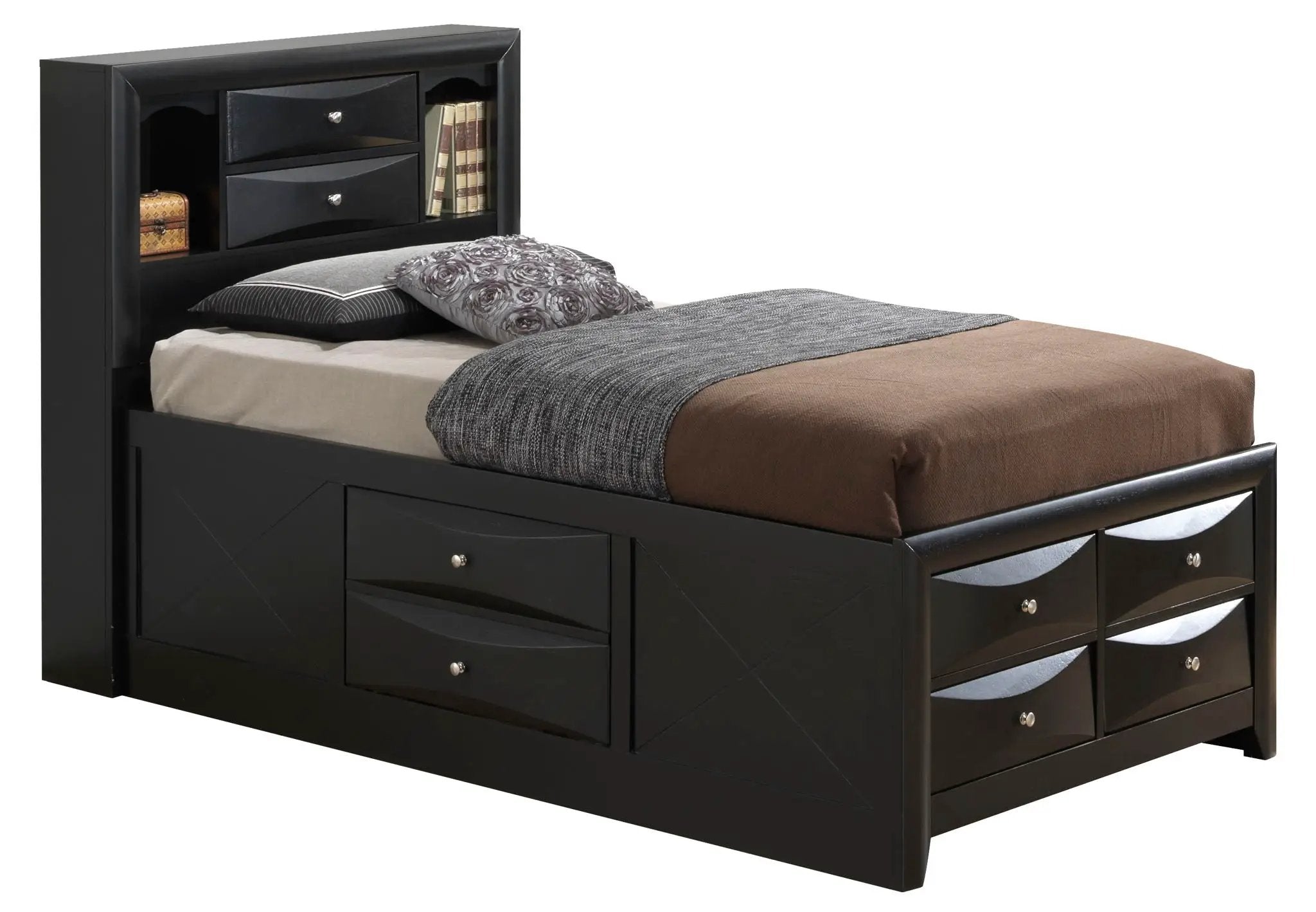 Modern Design Storage Bed With Bookcase Headboard by HouseOfZazla