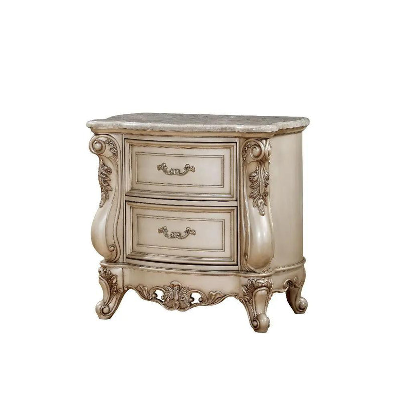 Gorsedd - Nightstand With Marble Top - Marble Top & Golden Ivory by Unique Piece Furniture