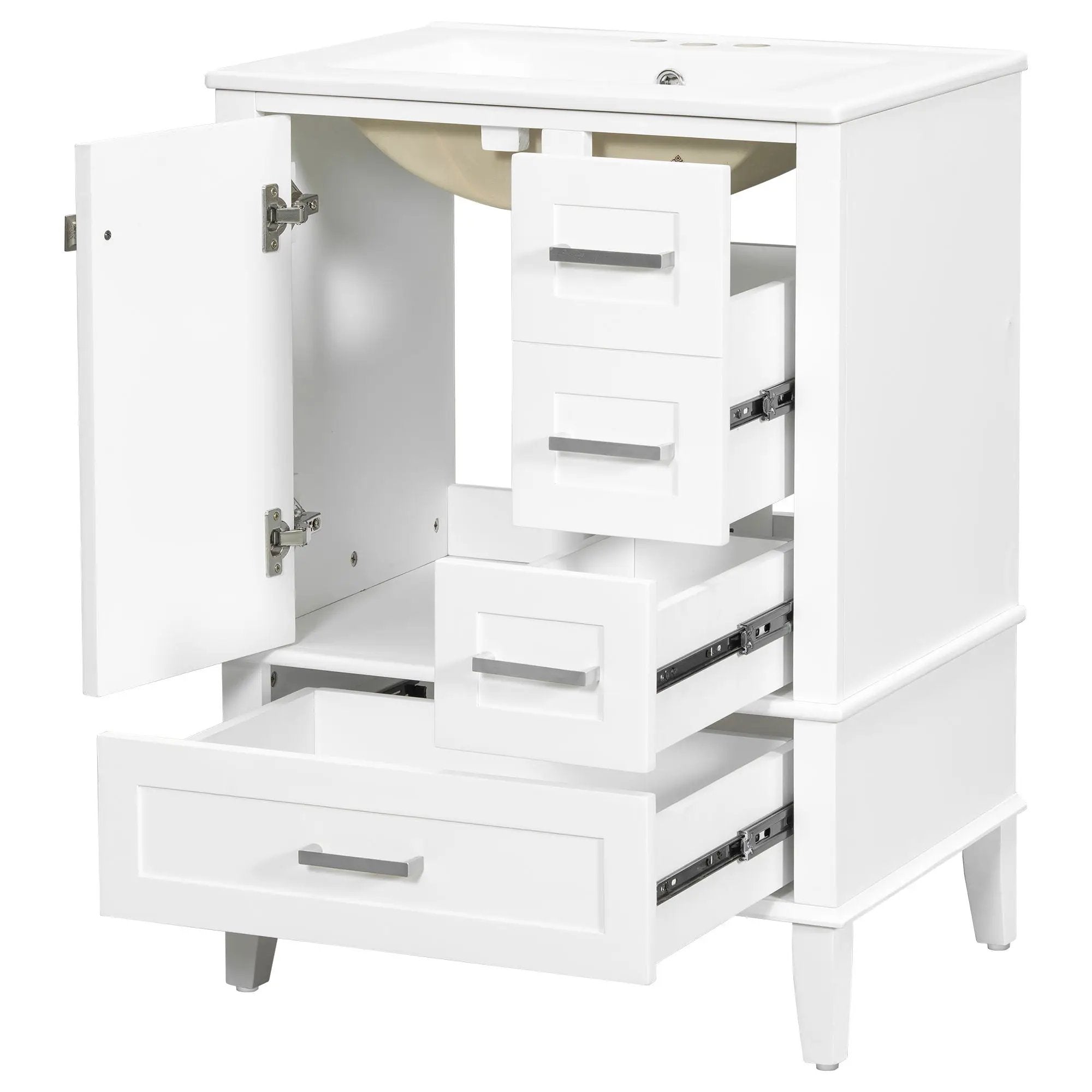 Bathroom Vanity, Modern Bathroom Cabinet With Sink Combo Set, Bathroom Storage Cabinet With A Soft Closing Door And 3 Drawers, Solid Wood Frame by HouseOfZazla