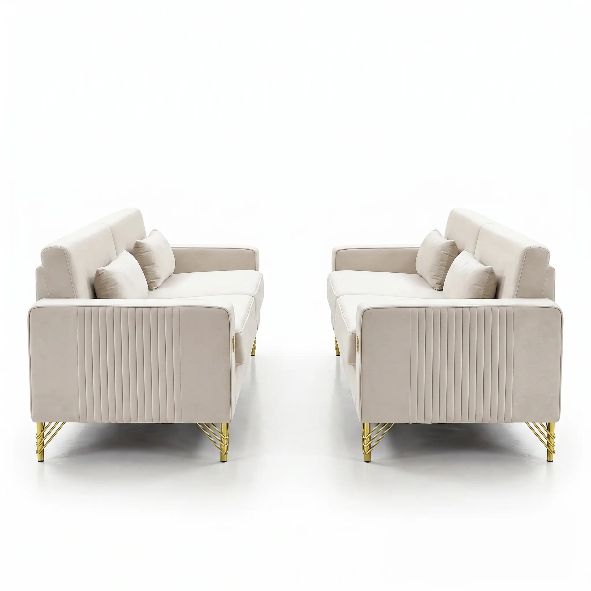 Ivory White 2-Piece Velvet Sofa Set by HouseOfZazla