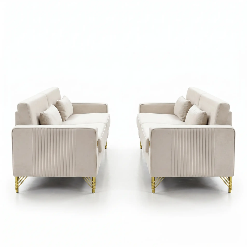 Ivory White 2-Piece Velvet Sofa Set by HouseOfZazla