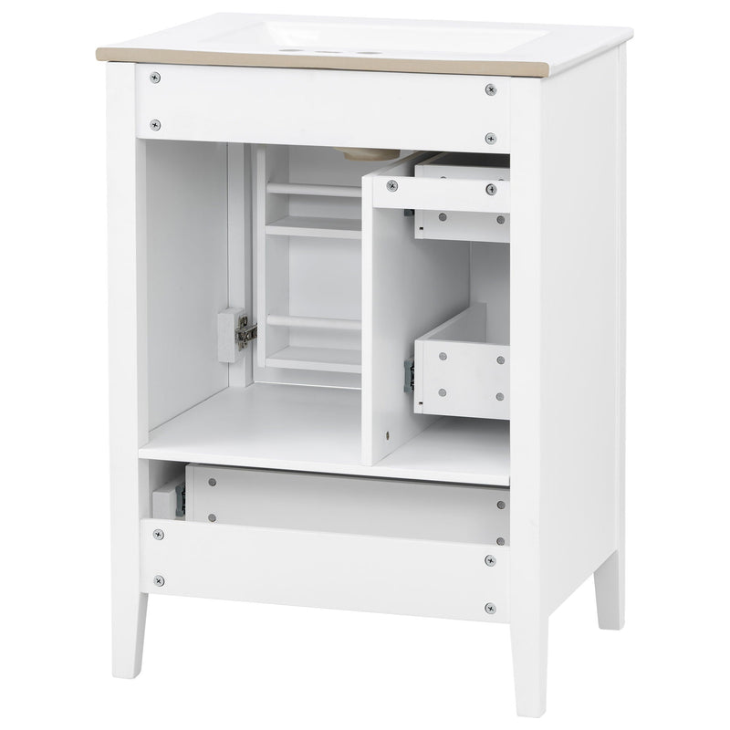 Modern Bathroom Vanity With Sink, Soft Close Drawers & Door, Storage Rack by HouseOfZazla