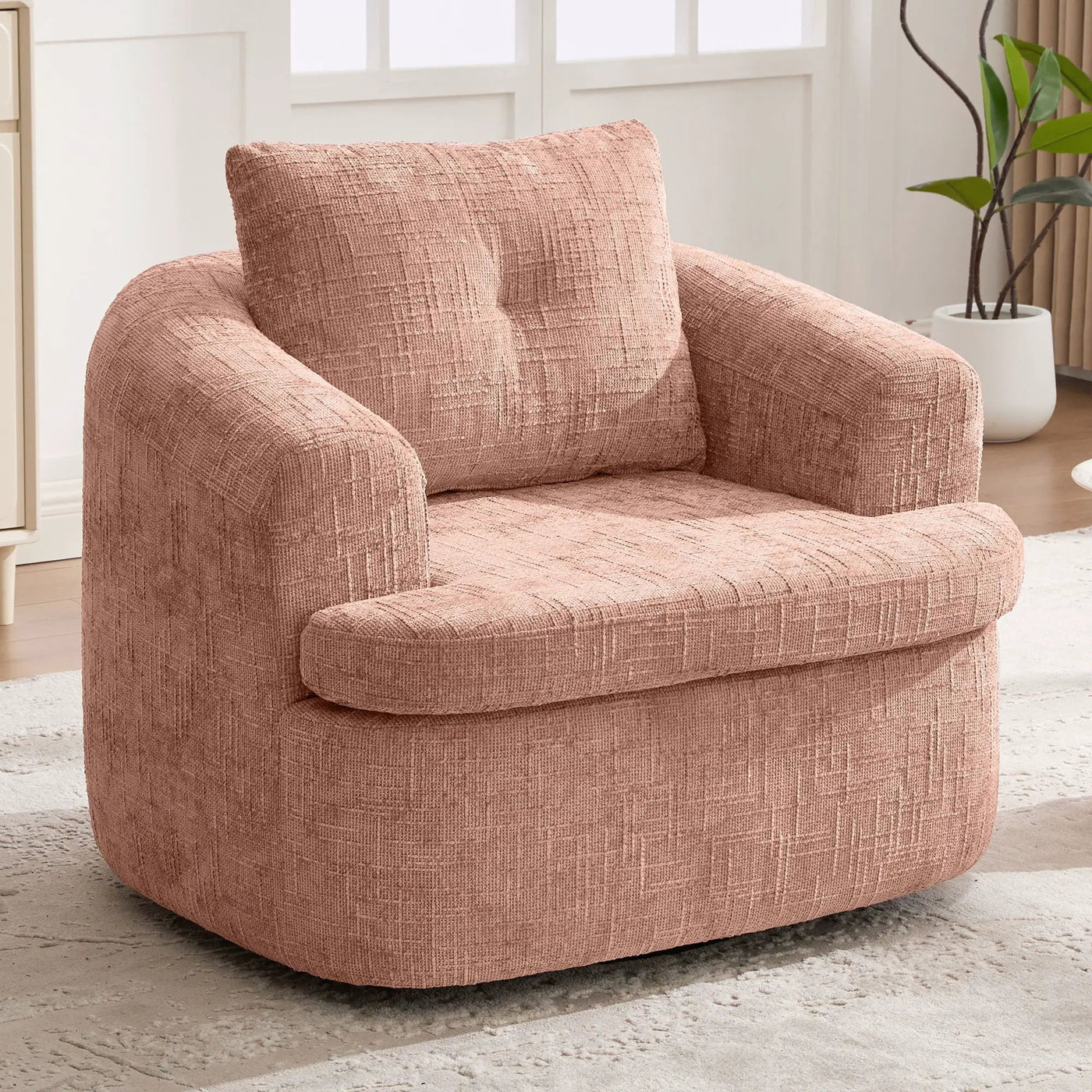 Modern Swivel Barrel Chair With Dual-Layer Cushion by Unique Piece Furniture