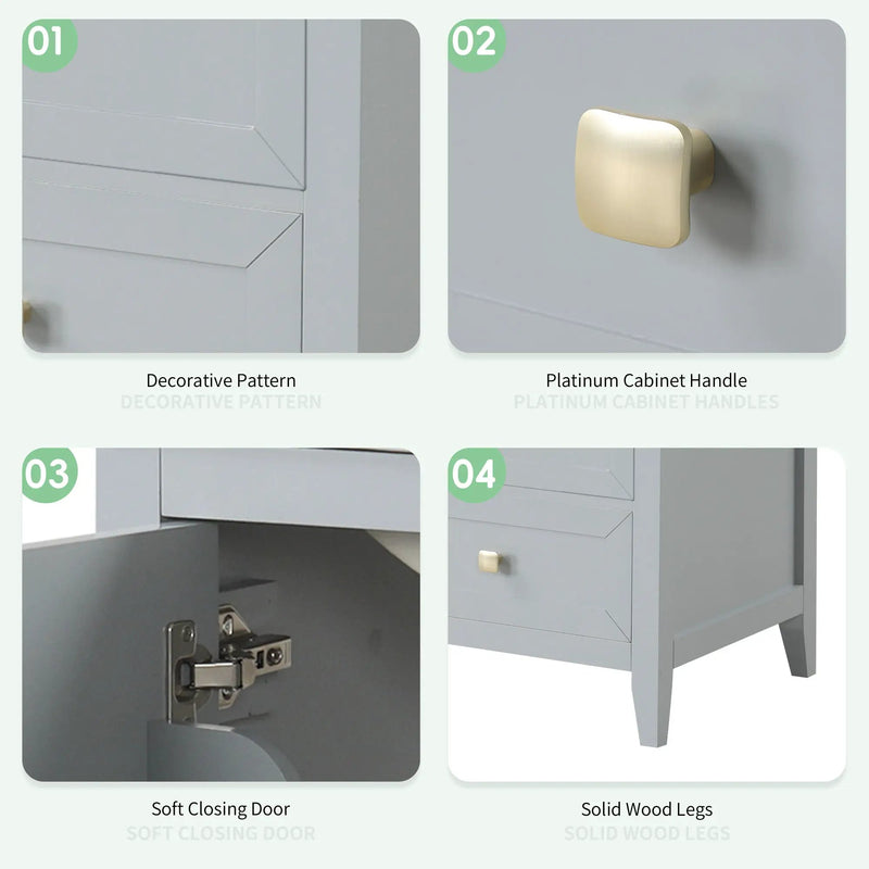 20" Bathroom Vanity with Sink, Storage Rack, and Soft Closing Door - Grey by HouseOfZazla