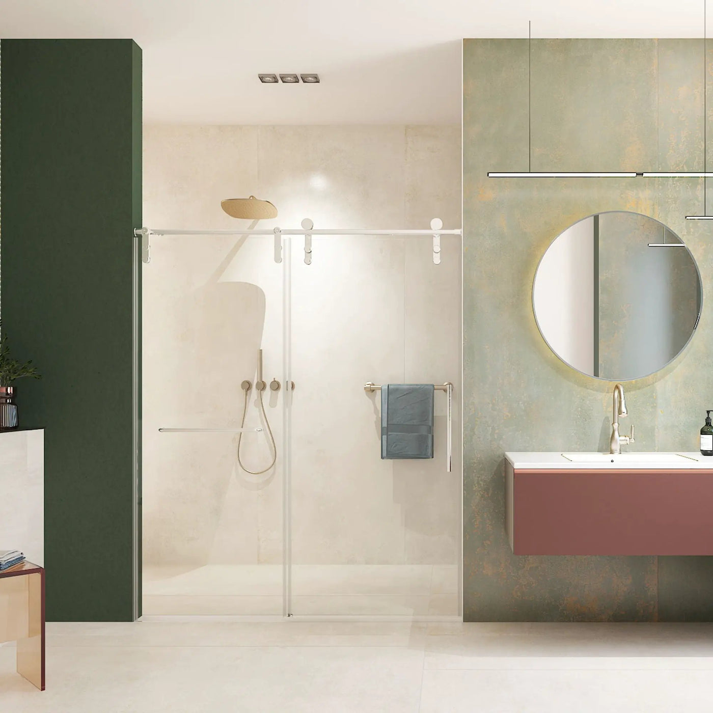 Frameless Shower Door, Sliding Shower Door, Premium 5 / 16" (8 Mm) Thick Tempered Glass Shower Enclosure With Towel Bar, Double Side Easy Clean Coat, Finished With Buffer by HouseOfZazla