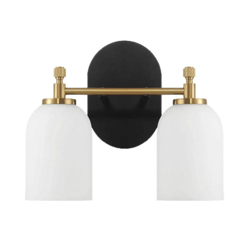 Vortex - 2 Lights Vanity In Style For Over Bathroom Mirror Wall Sconce - Black / Gold / White by HouseOfZazla