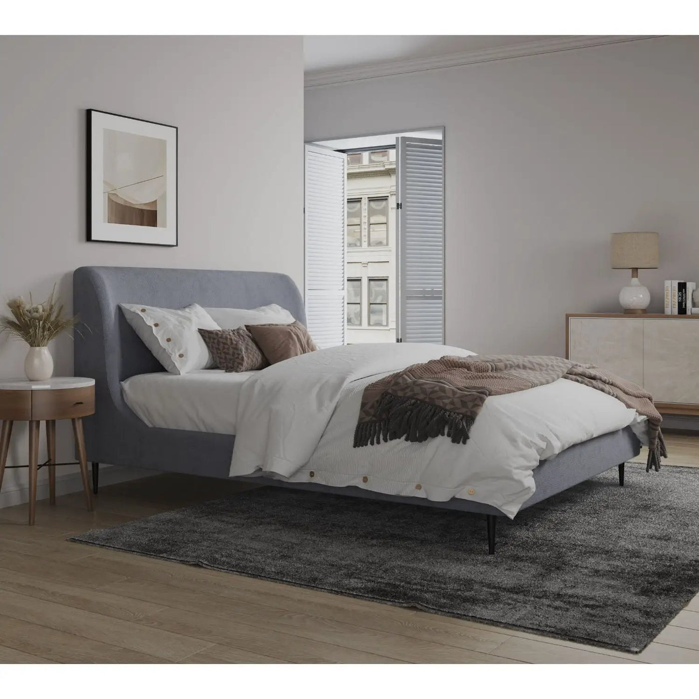 Heather - Upholstered Bed With Curved Headboard by HouseOfZazla