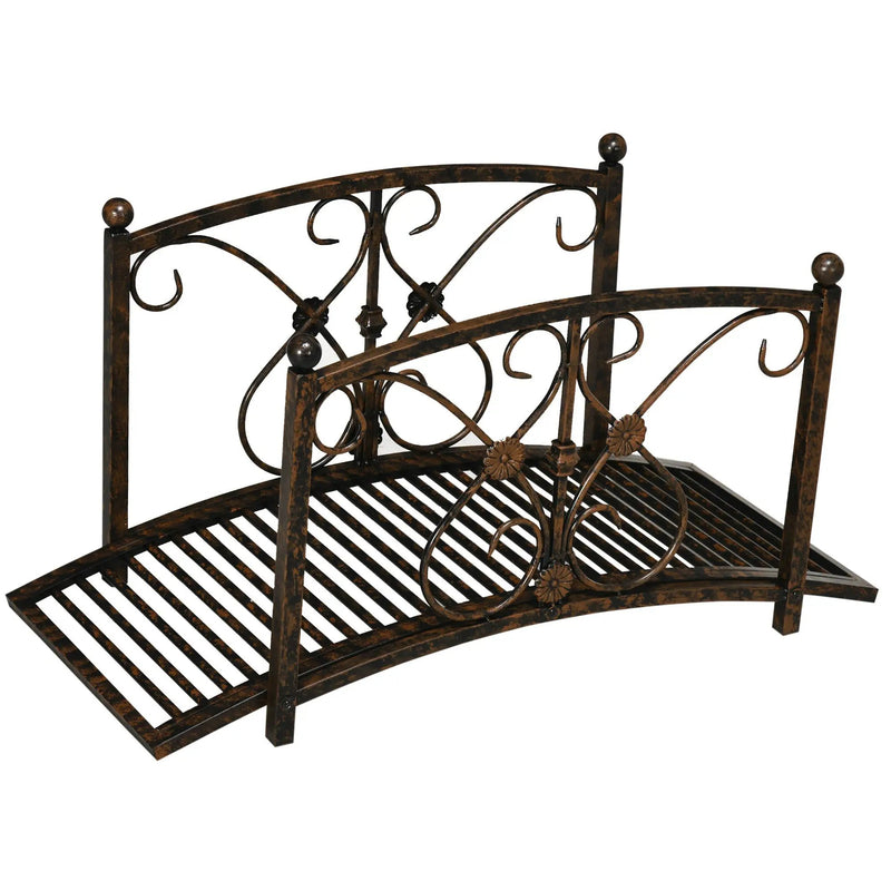 Outsunny 3.3FT Metal Arch Zen Garden Bridge with Safety Siderails by HouseOfZazla