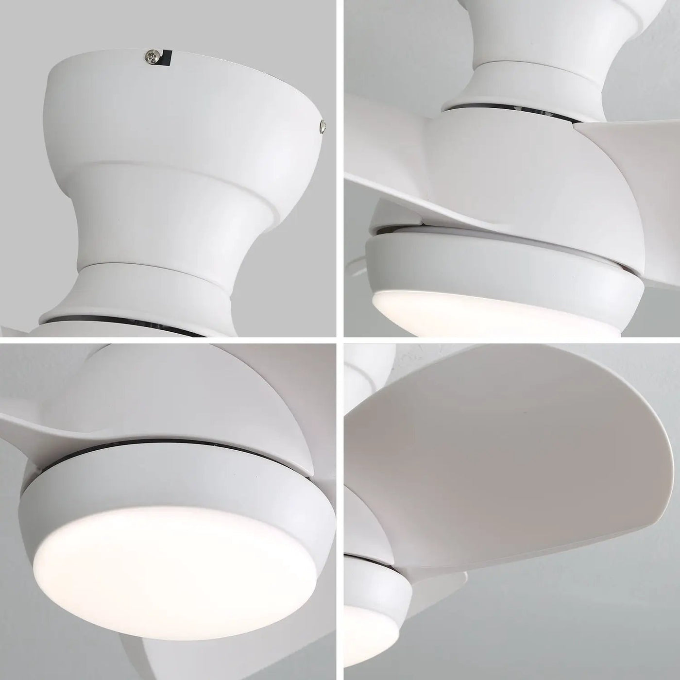 23" Bedroom Ceiling Fan With 3 Color Dimmable 3 ABS Blades Remote Control Dc Motor With 18W Led Light by Unique Piece Furniture