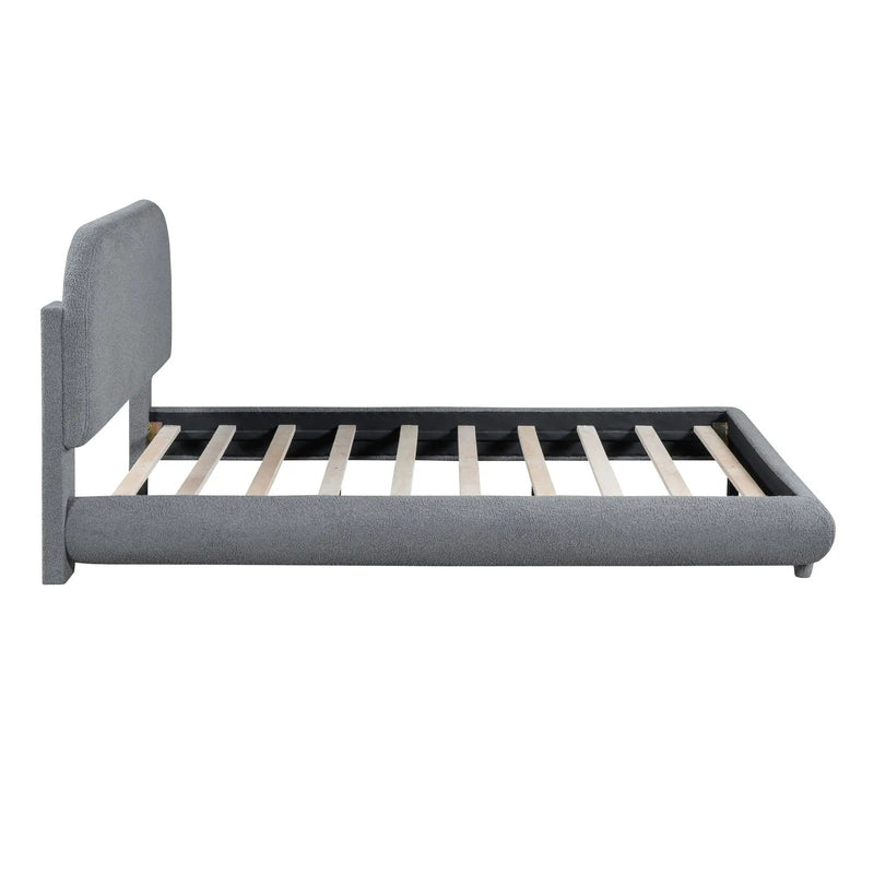 Upholstered Platform Bed With Thick Solid Frame And Stylish Curve-Shaped Design by Unique Piece Furniture