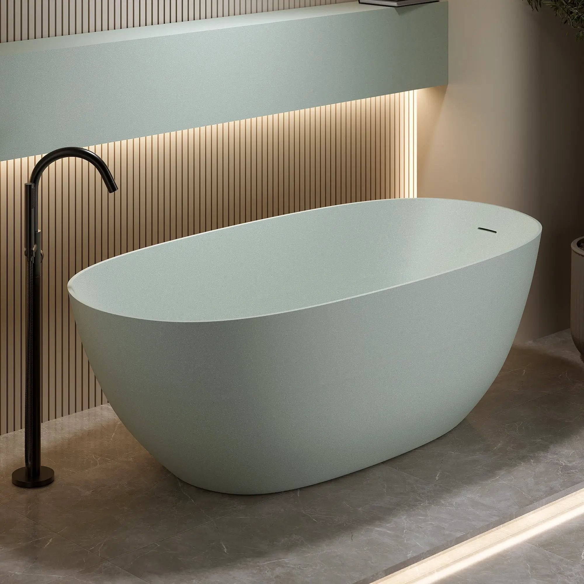57'' Freestanding Bathtub Resin Stone Soaking Bathtub by HouseOfZazla