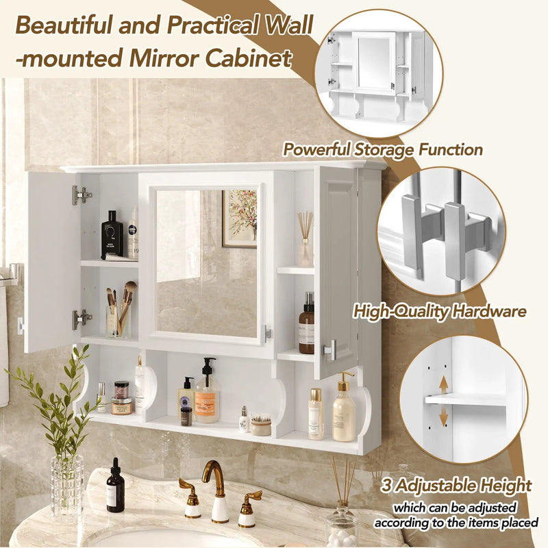 Wall Mounted Bathroom Medicine Wall Cabinet With Mirror & Open Shelves by HouseOfZazla