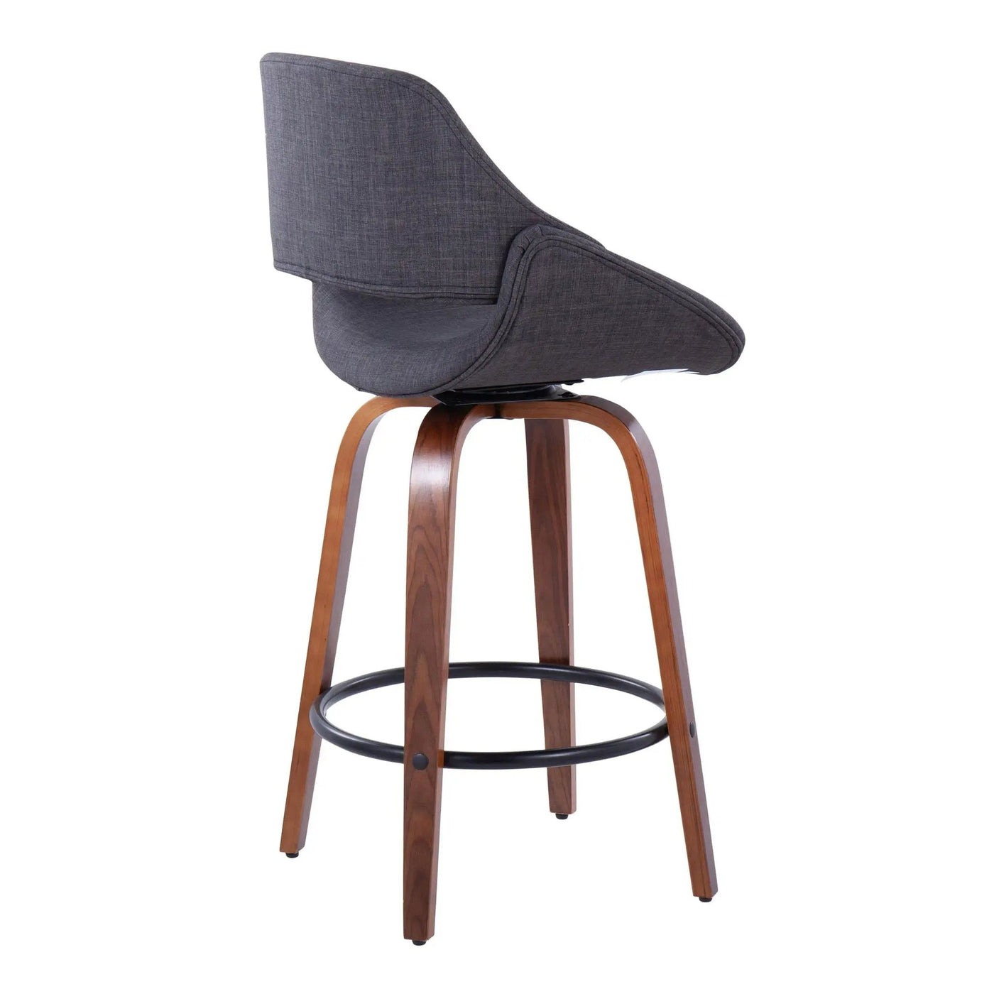 Fabrico - Mid Century Modern Fixed Height Counter Stool & Round Footrest (Set of 2) by HouseOfZazla